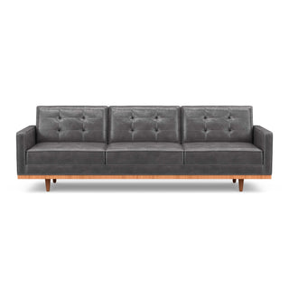 The Irving sofa is mid-century inspired & beautiful in grey leather