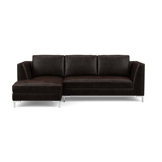 The Verona Sofa Chaise in dark leather offers a modern Italian look